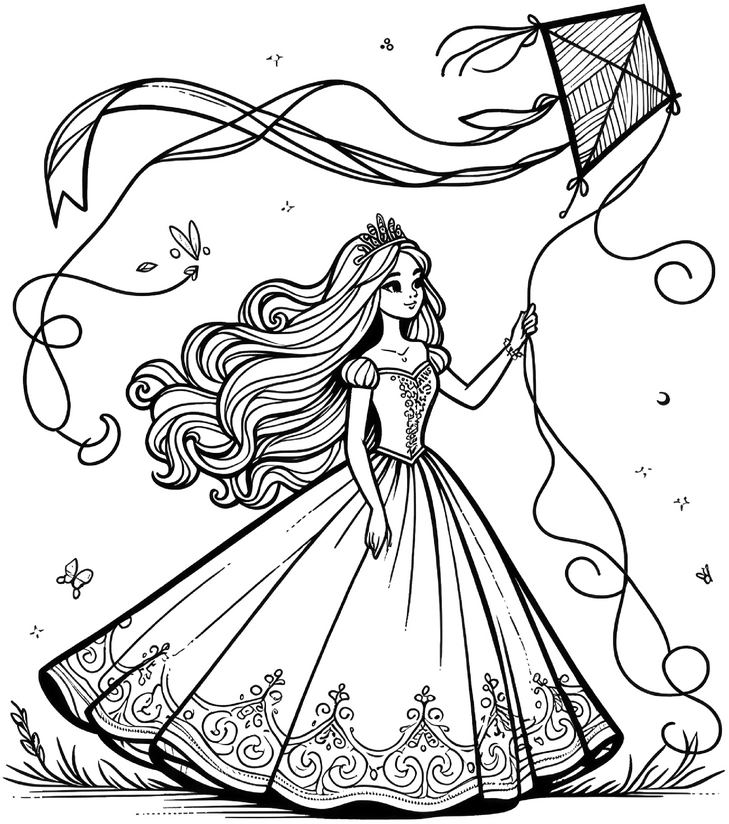 prinzessin-drachen-ausmalvorlage-kreativ