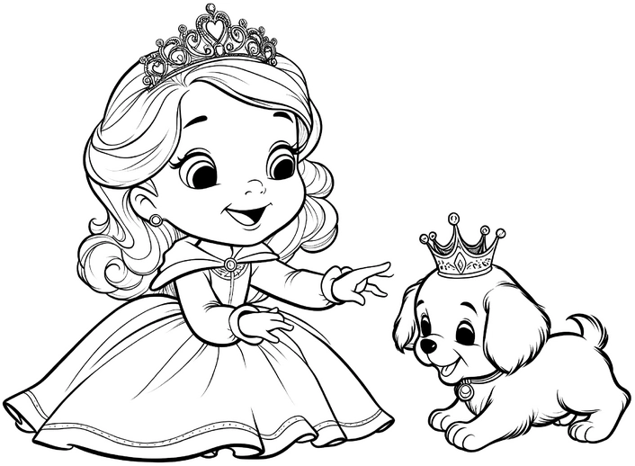 prinzessin-hund-spiel-malen-vorlage