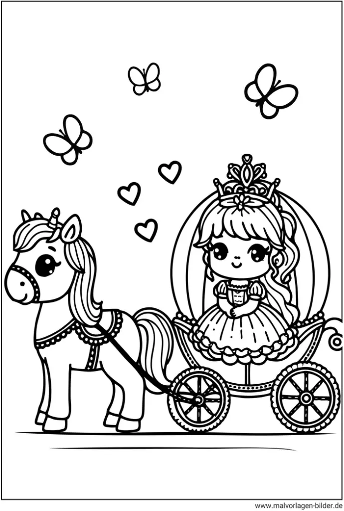 prinzessin-in-kutsche-ausmalvorlage