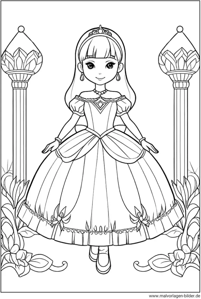 prinzessin-malen-ausmalvorlage-kreativ-gestalten