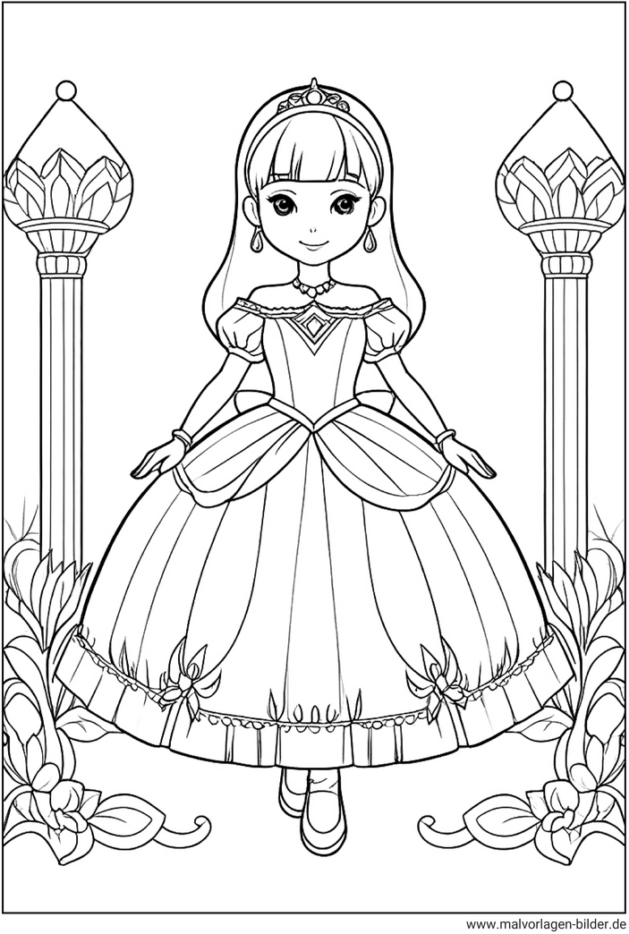 prinzessin-malen-ausmalvorlage-kreativ-gestalten