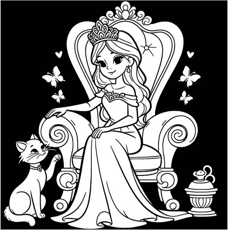 prinzessin-mit-kaetzchen-und-schmetterlingen