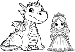 prinzessin-und-drache-ausmalbild
