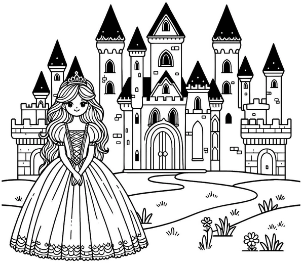 prinzessin-vor-schloss-fantasiewelt