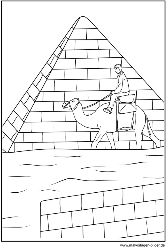 pyramide-und-kamel-aegypten-malvorlage