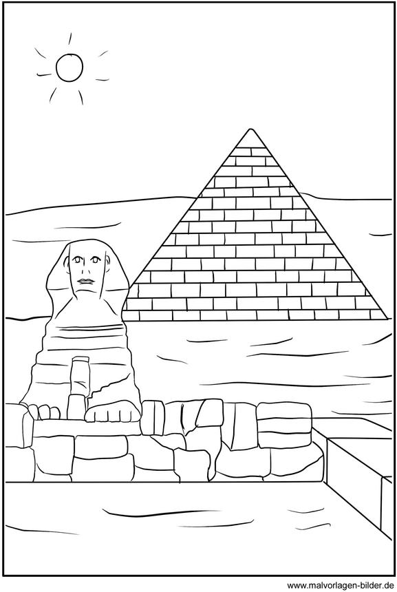 pyramiden-und-sphinx-aus-aegypten-malvorlage