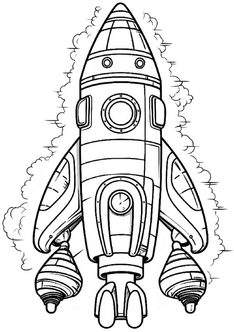 rakete-im-weltall-ausmalbild