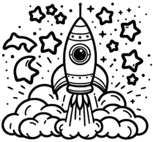 rakete-im-weltall-ausmalbild