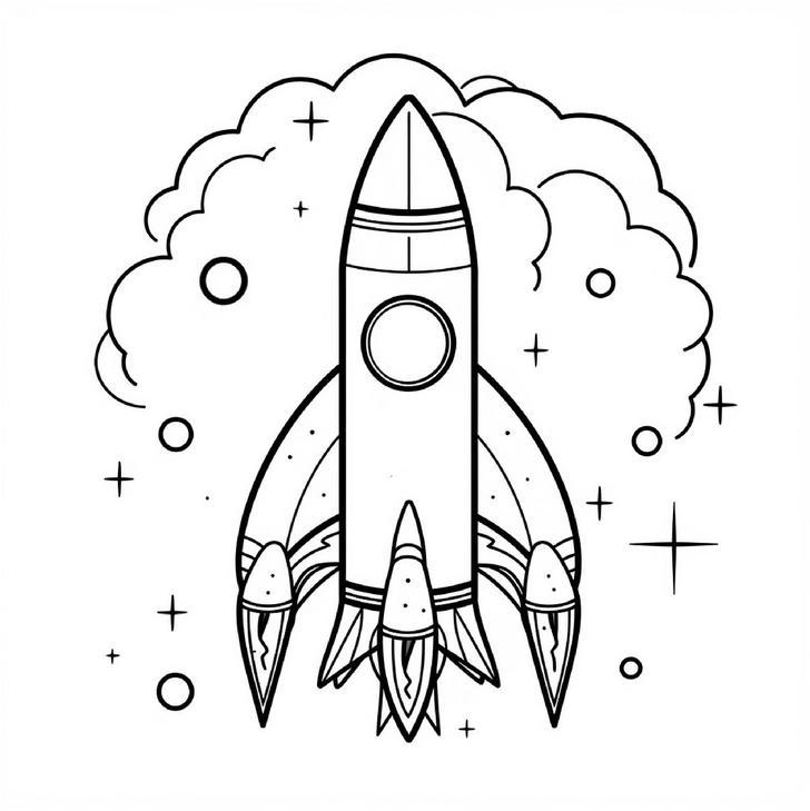 rakete-im-weltall-ausmalvorlage
