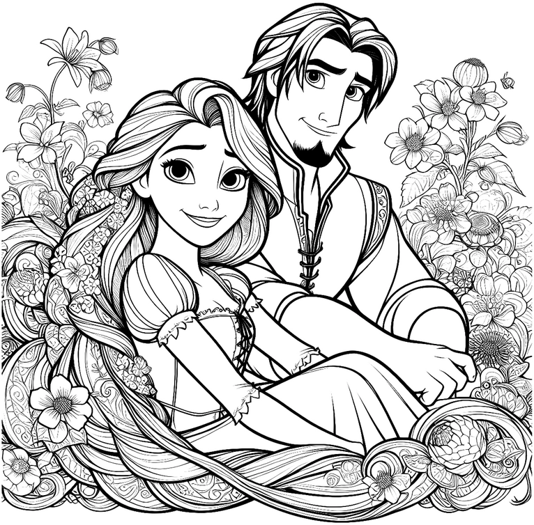 rapunzel-und-flynn-rider-in-blumenmeer