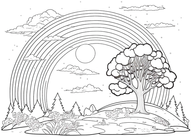 regenbogen-baum-natur-ausmalvorlage