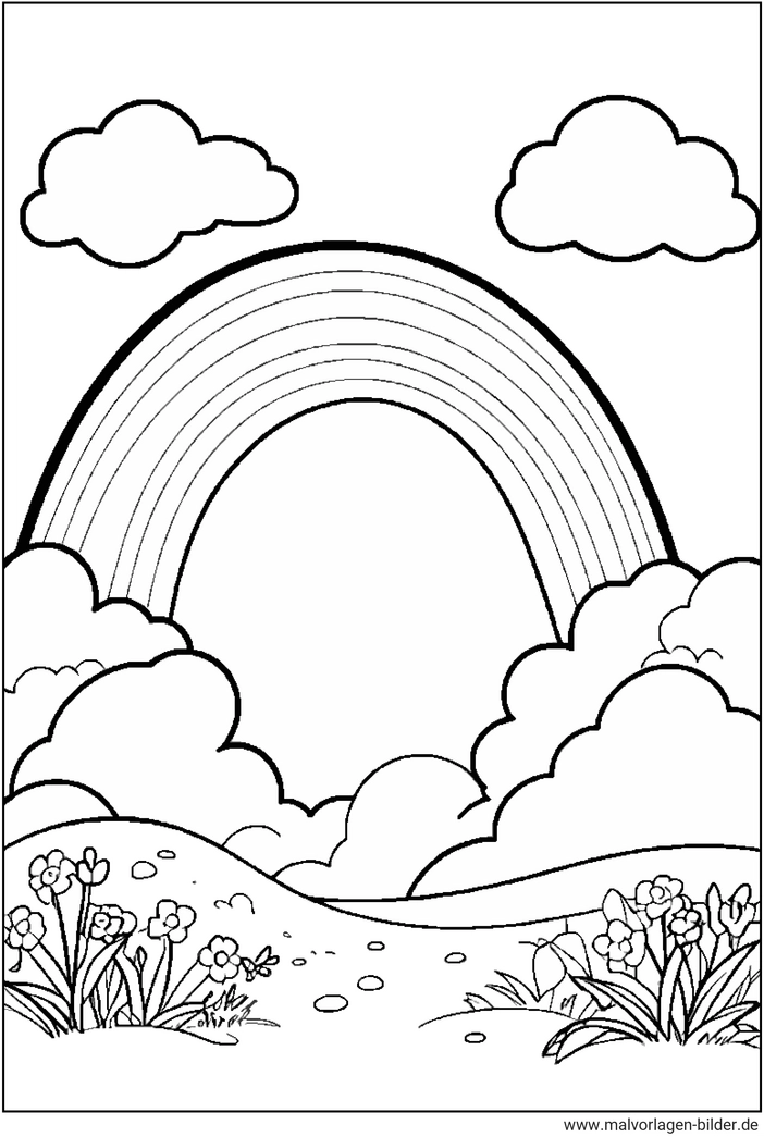 regenbogen-und-blumen-ausmalvorlage-zum-ausdrucken