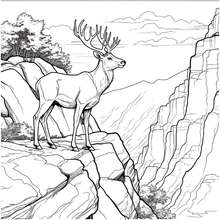 reh-auf-einer-klippe-malvorlage