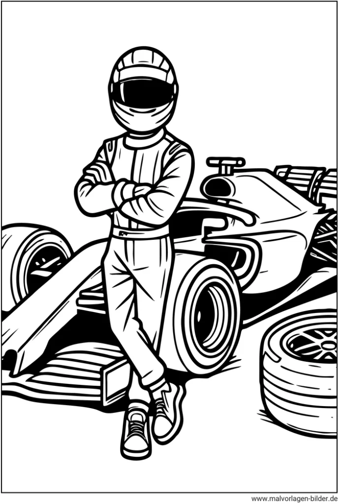 rennfahrer-neben-rennwagen-malvorlage