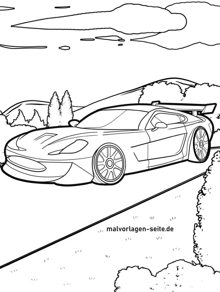 rennwagen-auf-der-strasse-malvorlage
