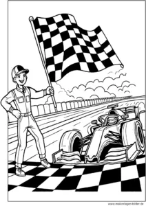 rennwagen-mit-zielflagge-ausmalbild