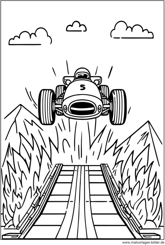 rennwagen-sprung-ueber-rampe-ausmalbild