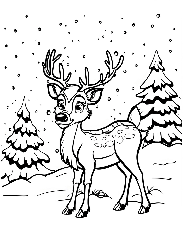 rentier-im-winter-ausmalvorlage