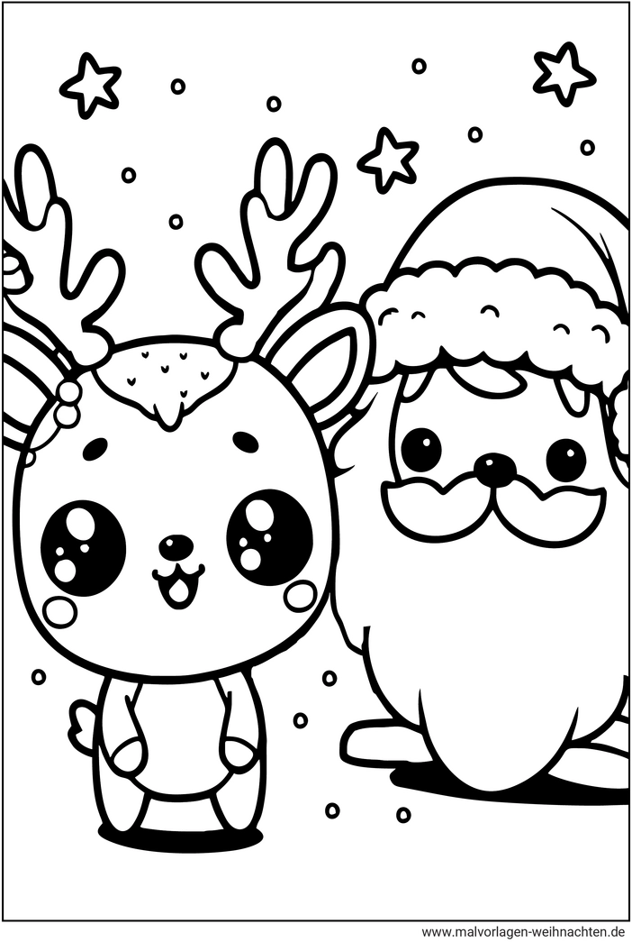 rentier-und-weihnachtsmann-ausmalvorlage