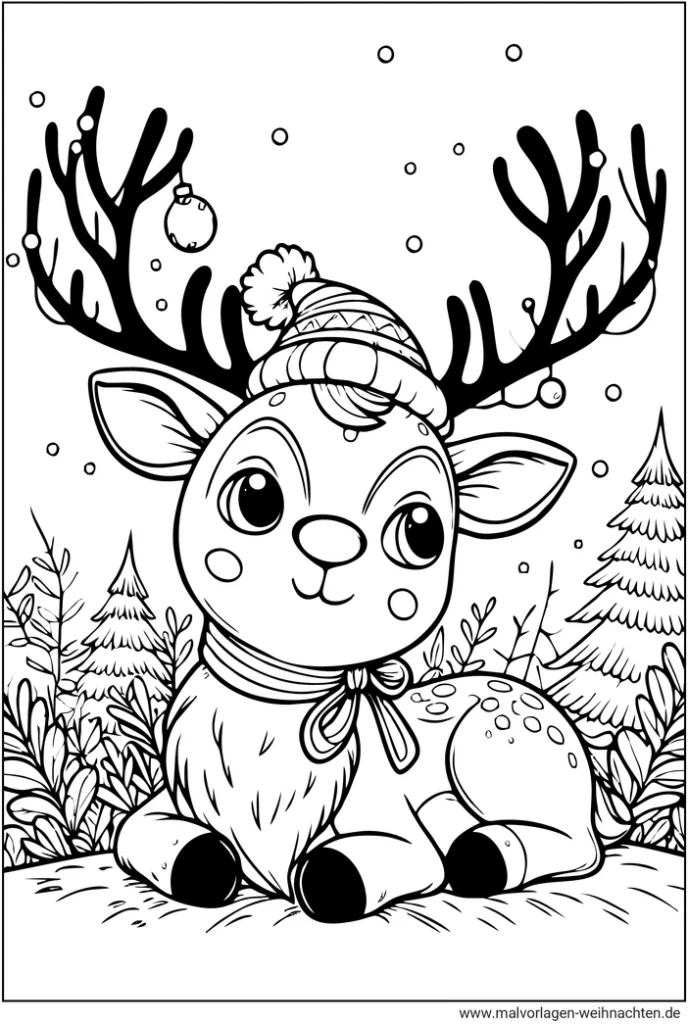 rentier-weihnachten-ausmalbild