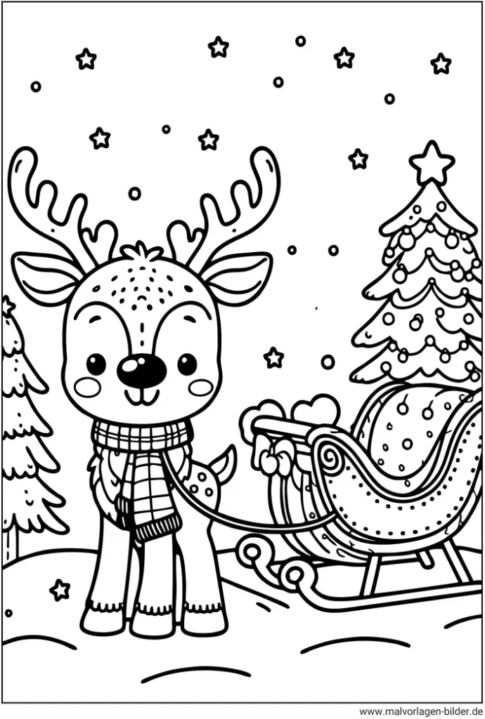 rentier-weihnachten-ausmalvorlage