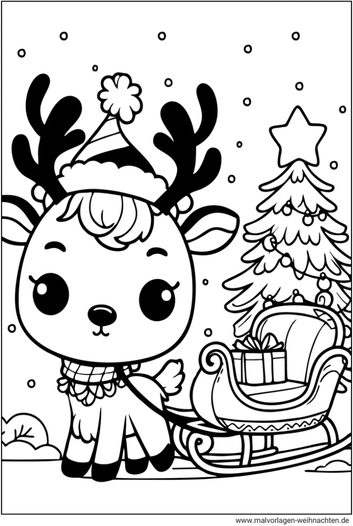 rentier-weihnachten-schlitten-malen-vorlage