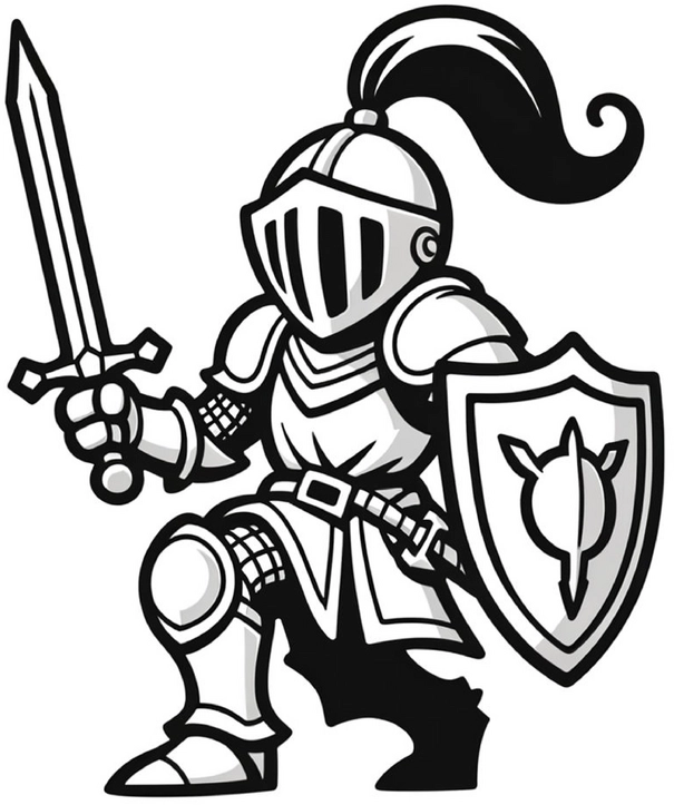 ritter-mit-schild-und-schwert-ausmalvorlage