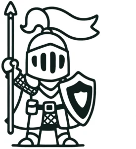 ritter-mit-schild-und-speer-ausmalvorlage