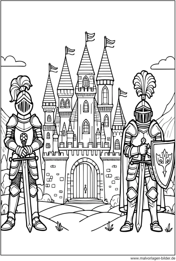 ritter-und-burg-ausmalvorlage