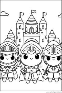 ritter-vor-burg-malvorlage