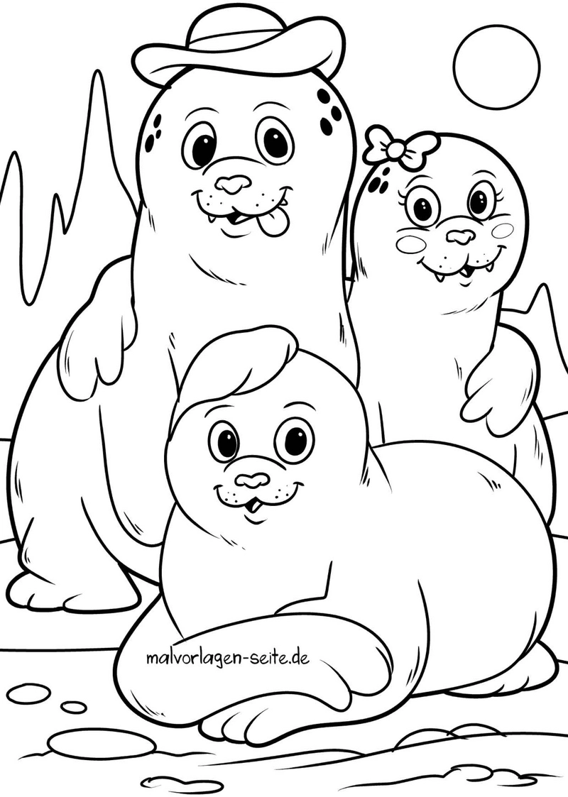 robben-familie-ausmalvorlage