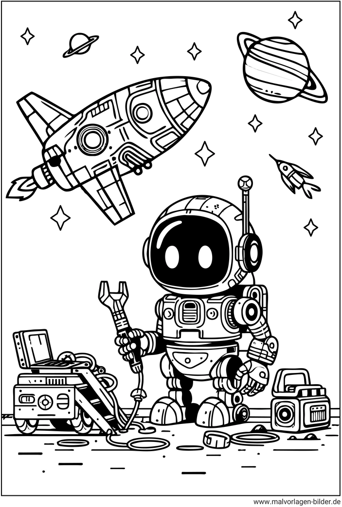 roboter-im-weltall-malvorlage