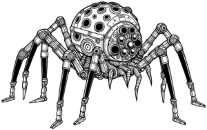 roboter-mit-spinnenbeinen-ausmalvorlage