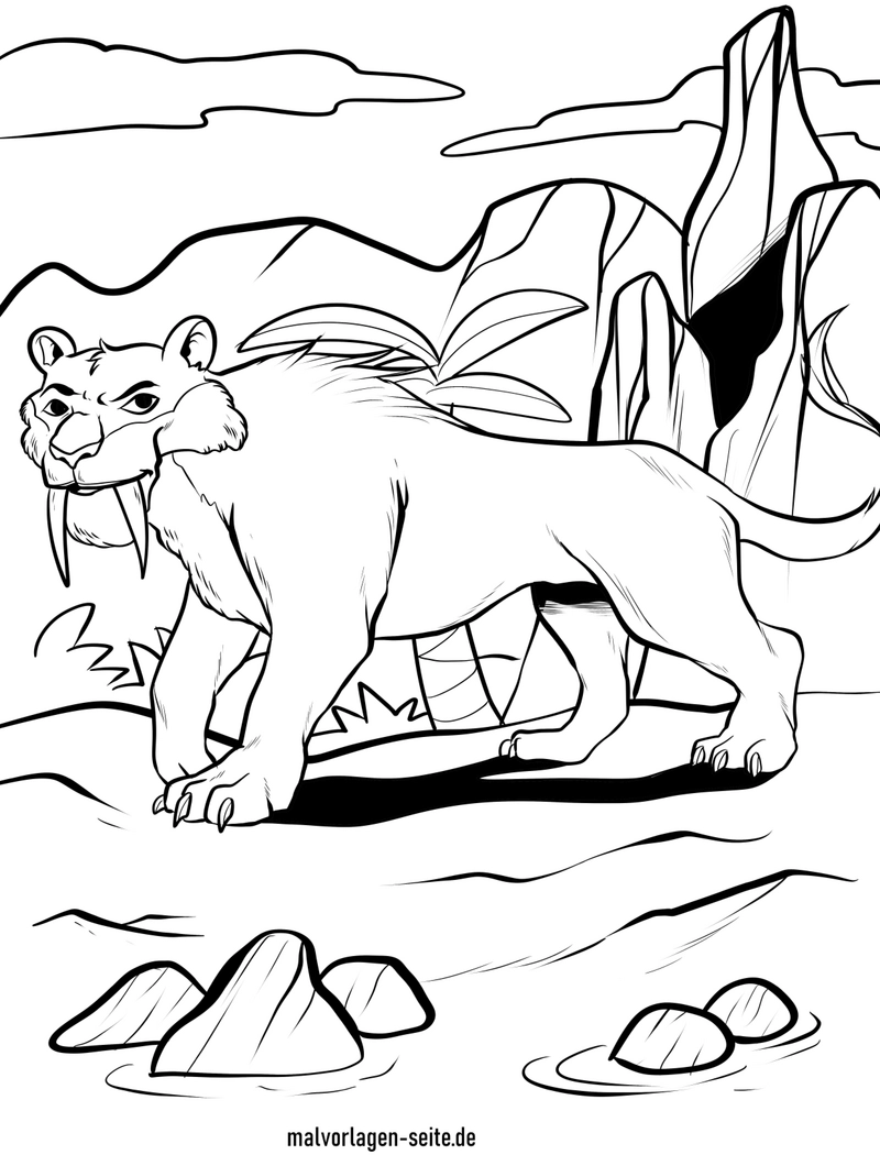 saebelzahntiger-in-natur-ausmalvorlage