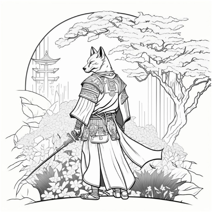 samurai-wolf-in-natur-mit-pagode