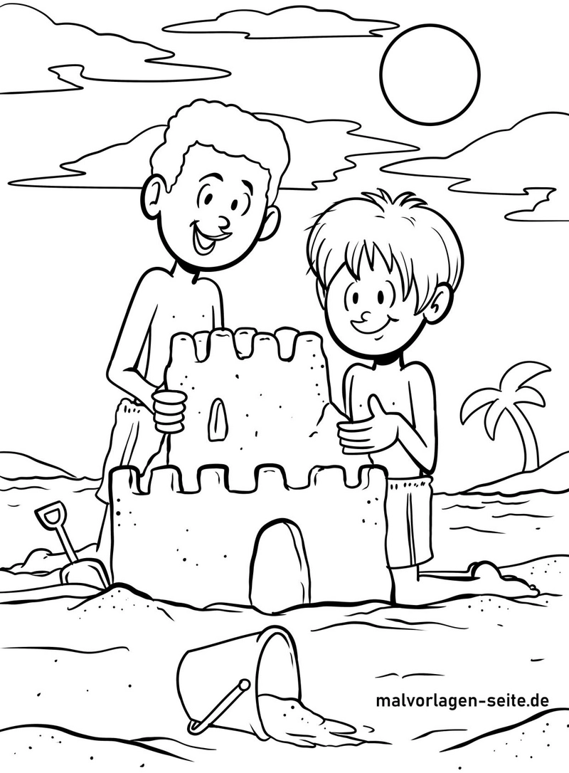 sandburg-bauen-am-strand-vorlage