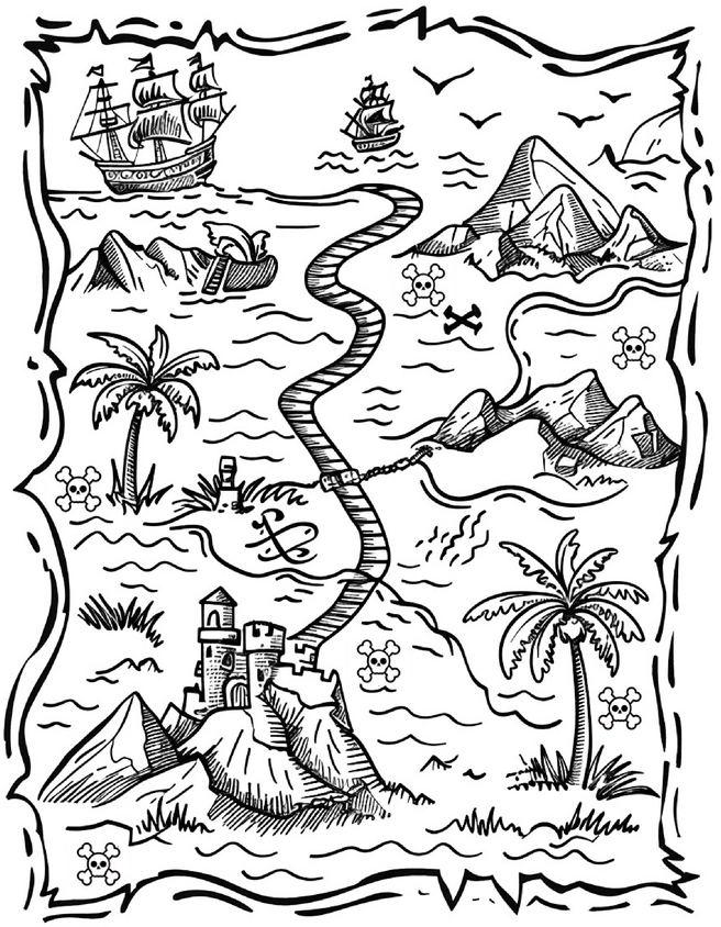 schatzkarte-piraten-motiv-ausmalvorlage