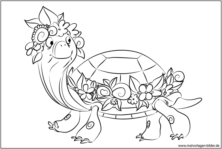 schildkroete-blumen-malvorlage
