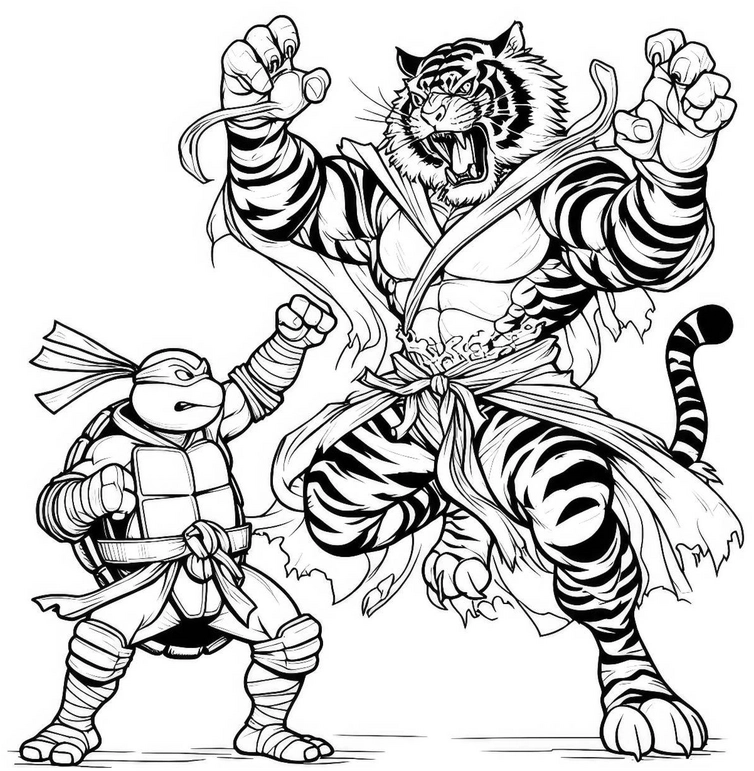 schildkroete-gegen-tiger-ausmalvorlage