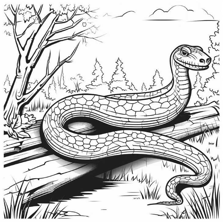 schlange-im-wald-malen-malvorlage