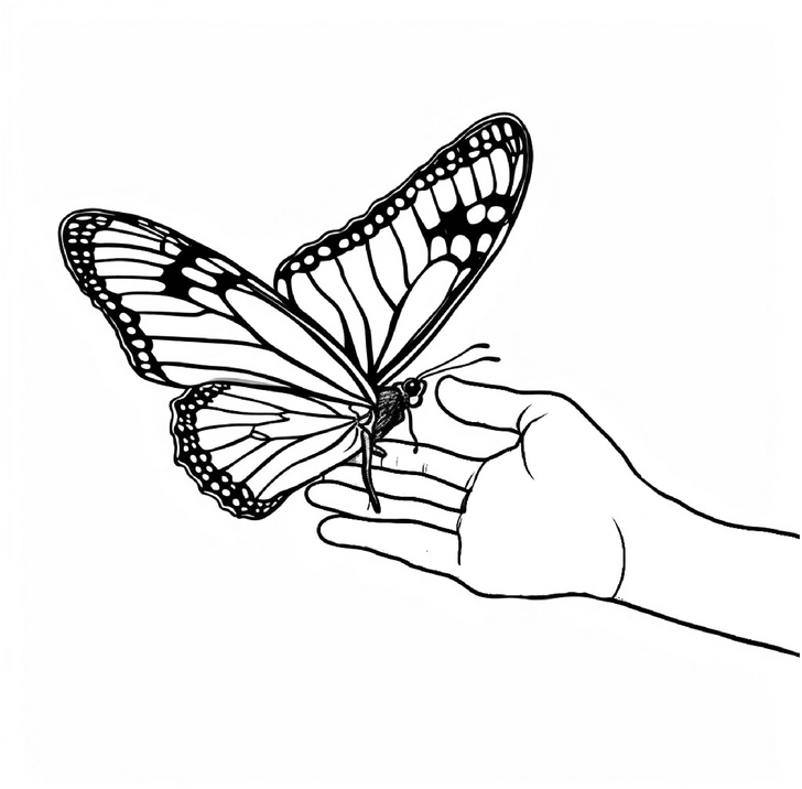 schmetterling-auf-hand-ausmalvorlage