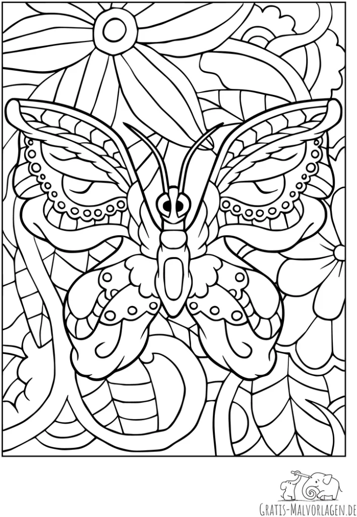 schmetterling-und-blumen-ausmalvorlage