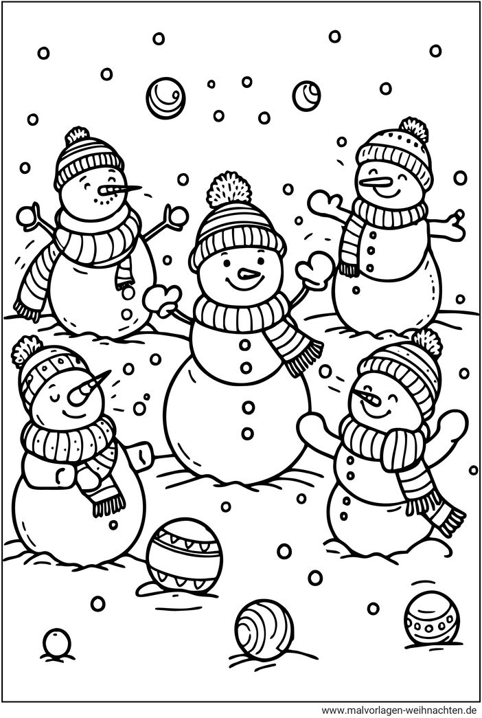 schneemaenner-froehliche-winterausmalvorlage