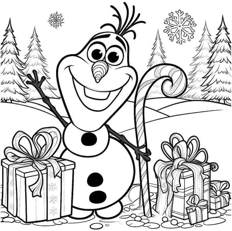 schneemann-mit-geschenken-winterlandschaft