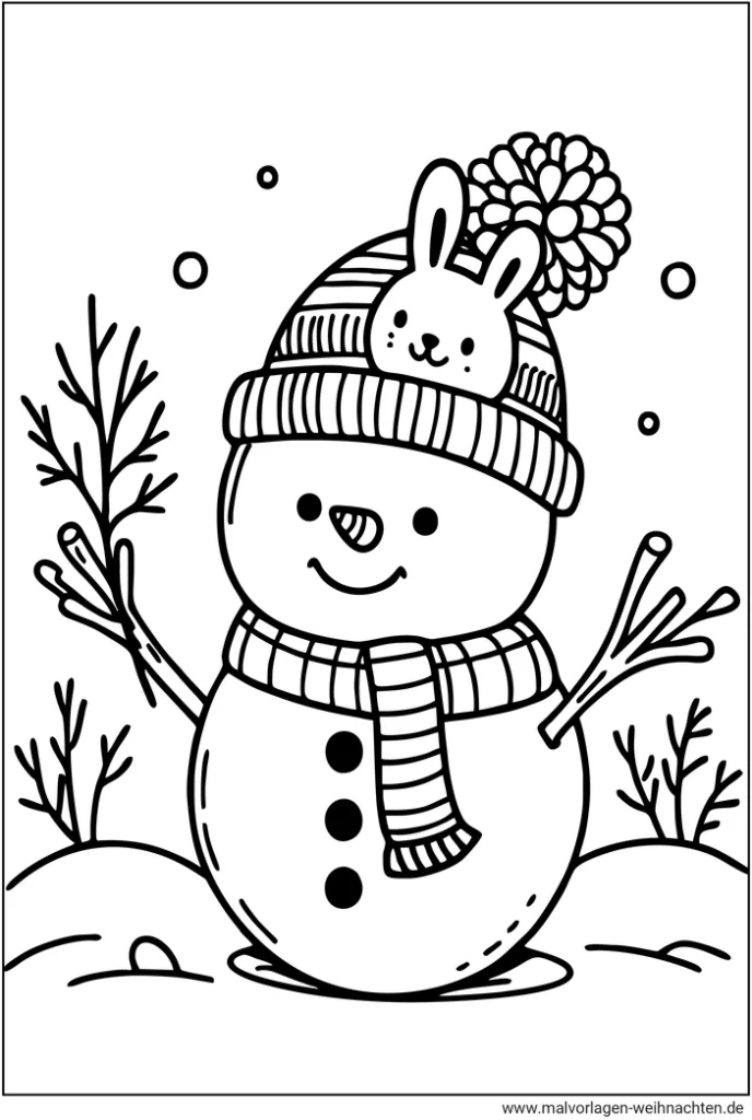 schneemann-mit-hase-ausmalvorlage