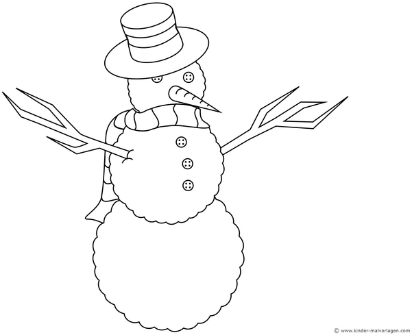 schneemann-mit-hut-und-schal-ausmalen