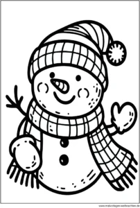 schneemann-mit-muetze-und-schal-ausmalvorlage