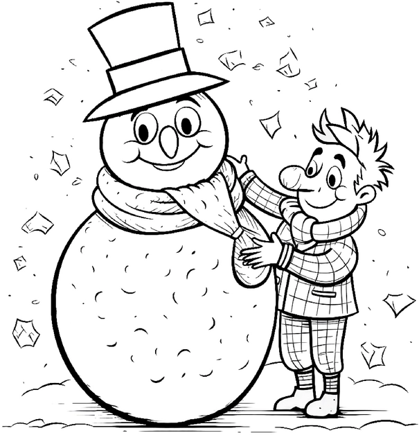 schneemann-und-freund-malvorlage