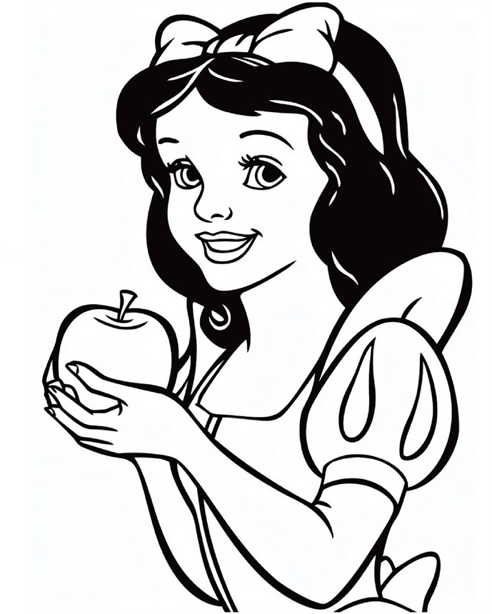 schneewittchen-mit-apfel-malen-vorlage