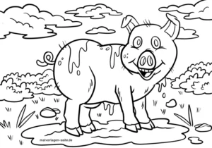 schwein-in-der-pfuetze-ausmalvorlage